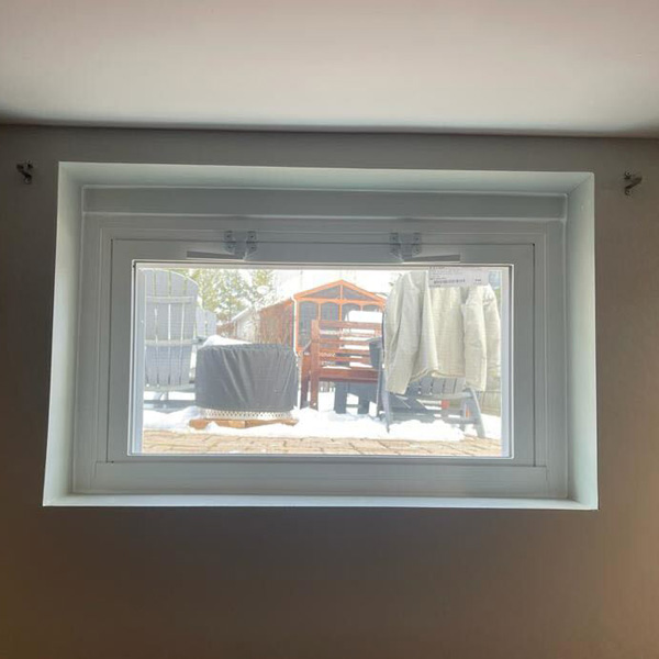 Awning window in a home basement in Mechanicsburg, PA