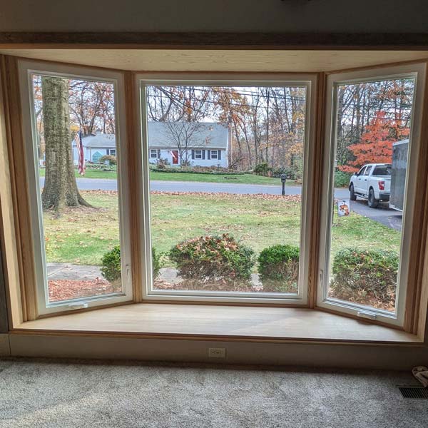 Interior view of Bay and Bow windows in a Pennsylvania home.