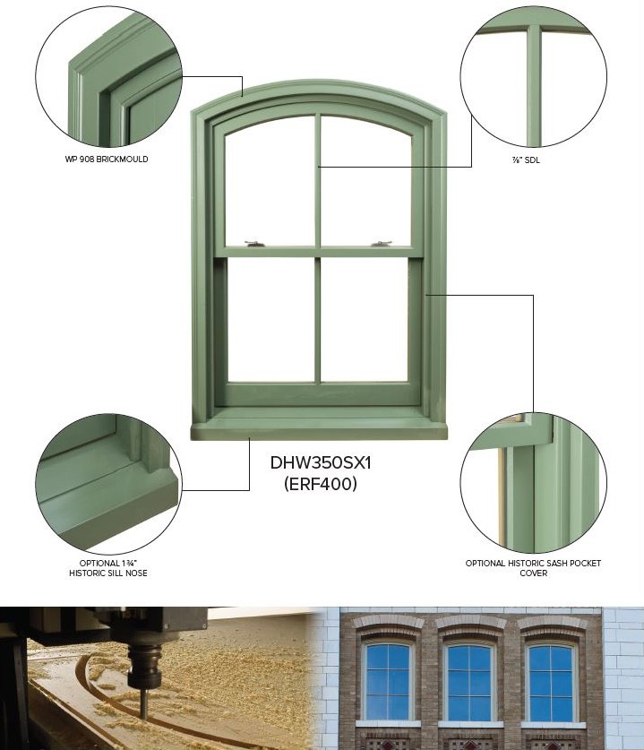 Architectural diagram of Trimline wood window showcasing exterior casing in Mechanicsburg, PA